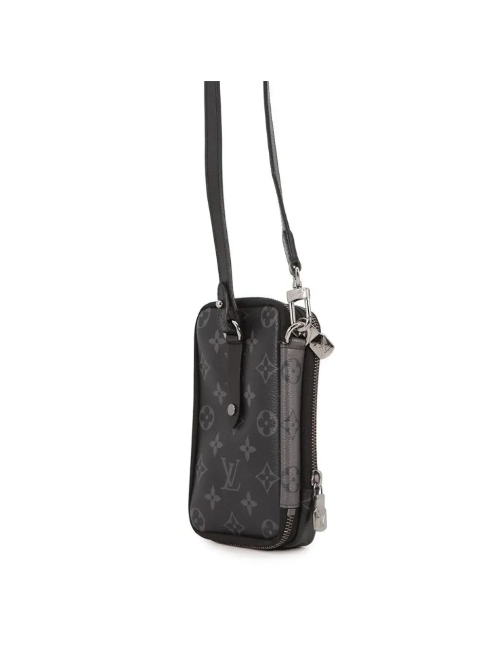 Louis Vuitton Shoulder Bag Monogram Eclipse Reverse Double Phone Pouch Black